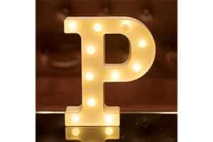FOCUX LED Letter Lights Alphabet Light Up Sign for Night Light Home Party Birthday Wedding Bar Decoration LED Letter Battery Powered Christmas Night Light Lamp Home Bar Decoration (P)