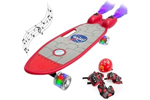 Monopatín con Luces y Humo ATAA Misil, Monopatín para niños y niñas con Luces en Las Ruedas, Casco y Set de protección incluidos con Luces y Humo Trasero