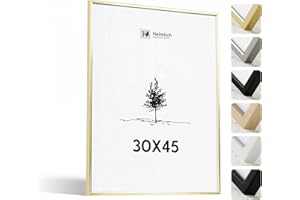 Heimlich® - Ramka na zdjęcia - 30 x 45 cm, metal aluminiowy, złoty - mała ramka na plakat z osłoną z tworzywa sztucznego - tylko stojak ścienny