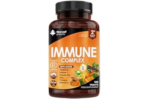 NEW LEAF PRODUCTS Vitamin D3 Immune Booster Complex - with Vitamins D,C, B12, Zinc, Turmeric & Elderberry - Immune Support - Made in The UK - Immunity Booster by New Leaf 120 Tablets