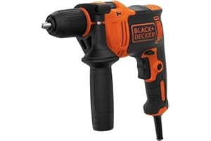 BLACK+DECKER BEH710K Taladro Percutor con Cable 710W Portabrocas 13mm Empuñadura lateral Incluye 4 Brocas y Maletín Naranja/N