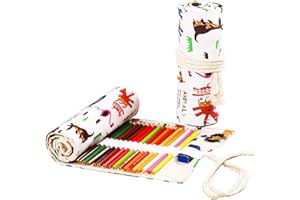 TOYESS 72 Agujeros Estuche Escolar para Color Lápices de Lona, Astuccio a Rotolo para Artista, Escuela, Oficina, Animal