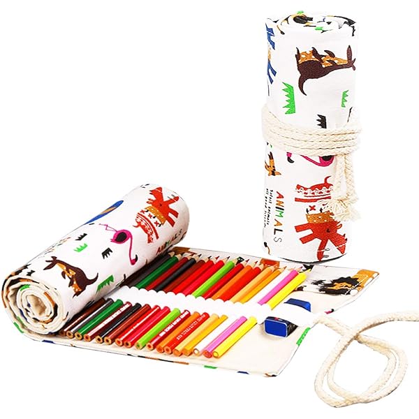 2 Pezzi Astucci Portamatite Arrotolabili In Tela - Per 36 Matite, Ideale Per Artisti E Studenti - Foto 2