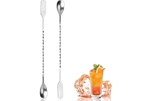 YITOBICI Lot de 2 cuillères mélangeuses à cocktail en acier inoxydable à long manche pour bar et café