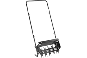 Wiltec Rolling Lawn Aerator with Spikes Working Width 40 cm Working Depth 6.4 cm Spiked Lawn Roller for Grass Rolling Aerator Scarifier Manual Tool Suitable for Lawn, Garden and Yard