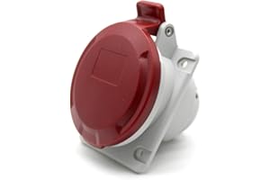 DOJA BARCELONA DOJA Industrial | BASE INDUSTRIAL EMPOTRAR HEMBRA 380V - IP44 | 32A - 3P+N+T (5 Polos) | Base Empotrable Trifasica Pared | Enchufe Industrial de 5 Pines | Enchufe Caravana, Conector Camping