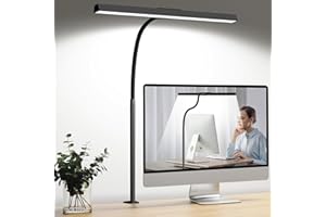 Moslumin Flexo led escritorio con abrazadera, 12W lampara escritorio de pinza con rotación flexible de 360°, lámpara monitor para mesa, estudio, estudiar, oficina, trabajo, ordenador pantalla