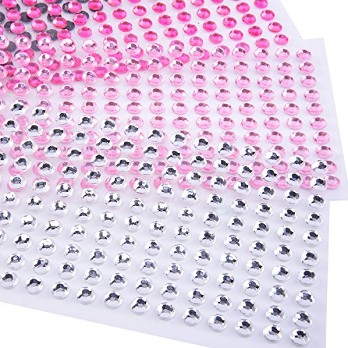 eBoot Strass Sticker Kristall Diamant Aufkleber Rund Selbstklebend Gem, 5 mm Durchmesser, 10 Farben, 1 600 Stück - 4