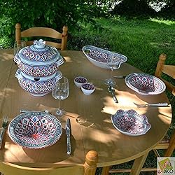 Service couscoussier assiettes Tebsis Bakir rouge - 8 pers
