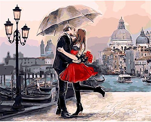 Painting By Numbers, VMAE Diy Oil Painting Paint By Number Kits, Drawing On Canvas By Hand Coloring Arts Crafts For Home Living Room Office Christmas Decoration Gifts Without Frame - Lovers