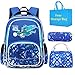 Produktbild Schulrucksack für Jungen, Studenten, Elementarschulranzen, Kinderrucksack-Set für Kinder, Schulrucksack mit niedlichem Dinosaurier-Druck, Tasche, Freizeitrucksack Blau Blue-3set 30 * 13 * 38 cm