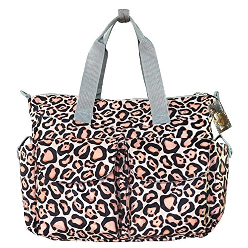 Bebamour Original Floral Designer Diaper Tote Bags Nappy Changing Bag (Leopard)