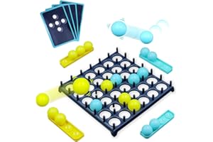 COKEEY Bounce Off Game,Ping Pong Bouncing Balls Interactive Desktop Board Game Pattern Challenge Family,with 16 Balls and 9 Challenge Cards for Party 2-4 Palyers Game,Christmas Toy Gifts for Boys Girls