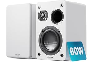 MAJORITY Bookshelf Passive Speakers |Hi-Fi Stereo Speakers Pair for Tuners Hi-Fi systems with build in amplifiers | Stereo 2.0, 60W RMS | Solid Build and Compact Size D70X Passive WHITE