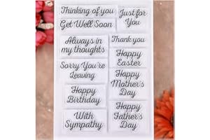 KWELLAM Words Happy Mother's Day Father's Day Thinking of You Get Well Soon Happy Birthday with Sympathy Clear Stamps for Card Making Decoration and DIY Scrapbooking