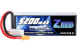 Zeee 3S LiPo 5200mAh 11.1V 80C RC Batería con Conector XT60 para RC Coche, RC Avión, RC Helicóptero, RC Hobby