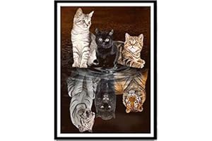 LUKDUNG Kit Complet de Peinture Diamants DIY 5D, Chat et Tigre Diamond Painting Broderie Diamant Matériel d'art et d'artisanat idéal pour la décoration à la Bureau/Salon/Chambre/Maison (Cat)