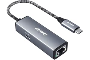 BENFEI Gigabitowy adapter USB-C na Ethernet z zasilaniem 100 W, adapter sieciowy Thunderbolt 3/4 na RJ45 Ethernet LAN, kompatybilny z iPhonem 15 Pro/Max, MacBookiem Pro/Air 2023, iMac