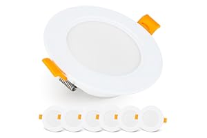 E EMOS Emos Exclusive Einbaustrahler LED Spots 230V, 5W, 500lm, 4000K neutralweiß | Set 6x Downlight LED Spots Badezimmer etc., wasserdicht IP54 | LED Einbaustrahler 230V, rund Ø 95mm, ultra flach, weß