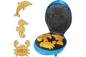 ANIMAL PLANET PETS Animal Planet Waffle Makers / 3 in 1 Animal Shaped Waffle Iron/Cool Touch Handle/Non-Stick Coating/Cord Storage/Anti-Slip Feet (Sea Life)