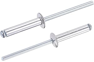 TA-VIGOR 60Pcs 4mm x 20mm Aluminium Blind Rivets, Open End Pop Rivets with Dome Head, Heavy Duty Pull Rivet for Metal Wood Plastic, Indoor Outdoor Fixings
