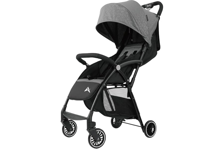 Alivio Lightweight Pushchair, Folding Baby Stroller 0-3 Years, Toddlers Travel Stroller with Mosquito Nets, Shoulder Strap, Anti-Friction & Wheels (Grey)