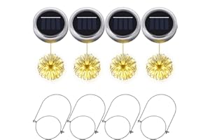 Luci solari per barattoli di vetro, PChero 4pz coperchi per barattoli di vetro con 20 LED lucine per giardino, patio, Natale, decorazioni di Halloween - [bianco caldo, Niente Barattoli]