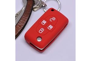 MT KEY Cubierta Protectora de Silicona para Llaves de Coche Rojo Compatible con Peugeot Ranch Partner 807 1007 Citroen C4 C8