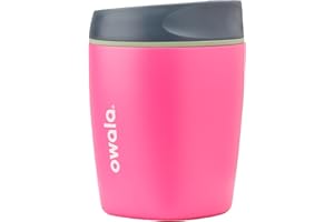 Owala SmoothSip Insulated Stainless Steel Coffee Tumbler, Reusable Iced Coffee Cup, Hot Coffee Travel Mug, BPA Free, Perfect for Cappuccino, 10 oz, Pink (Watermelon Breeze)