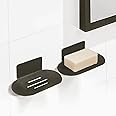 Rise age Soap Holders for Shower, Adhesive Soap Dishes for Shower Stainless Steel Black Bar Soap Holder for Shower No Drilled Soap Holder for Shower Wall, Bathroom, Kitchen Sink (Matte Black 2 Pcs)
