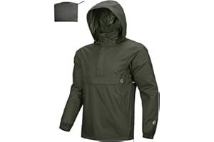 Outdoor Ventures Rain Jacket for Men Waterproof Pullover Lightweight Hooded Windbreaker Outdoor Raincoat Packaway Breathable Windproof Shell Jacket for Travelling, Camping, Running, Hiking