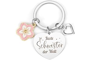 BOMEON Schlüsselanhänger Schwester Geschenk für Schwester Weihnachtsgeschenke Schwester Beste Schwester Geschenke Personalisierte Geburtstagsgeschenk Ostergeschenk Schwester Freundschaft Glücksbringer