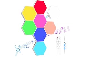 ‎KIMIMARA Hexagon LED Panel - 8 Stück RGB Sechseck Wandleuchte - DIY Smart Wand Licht Musik Sync für Zuhause Bar Gaming Lampe Zimmer deko
