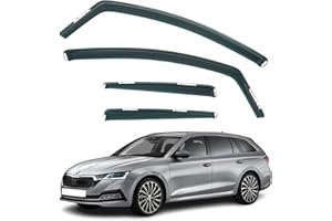 AIRFLUX Set di 4 deflettori d'aria compatibili con modelli Skoda Octavia 5 porte station wagon, modelli 2020, 2021, 2022, 2023, 2024, 2025