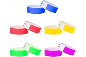 L LIKED 500 Pcs Wristbands for Events, Waterproof Paper Wristbands Party Bands Entrance Wrist Bands for Events Music Festival Concert Contest (5 Colors)