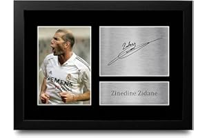 HWC Trading Zinedine Zidane A4 Framed Signed Printed Autographs Picture Print Photo Display Gift For Real Madrid Football Fans