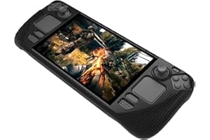 HUAYUWA Silikonhülle (Schwarz1) Kompatibel für Steam Deck, Stoßfeste Schutzhülle für SteamDeck Konsole Rutschfestes Anti-Kollision Zubehör