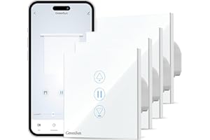 GreenSun Interrupteur Volet Roulant Connecté - Interrupteur WiFi Tactile pour Rideau de Fenêtre Compatible avec Alexa/Google Home, Contrôle APP Tuya/Smart Life, 4PCS