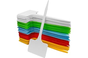 Bestgle 50 Pieces T-Type Etiquettes Plantes Exterieur, 15 x 5,5 cm Etiquettes de Jardinage Colorées Imperméables Réutilisables, Étiquettes Plastique de Plantes Type T (Multicolores)