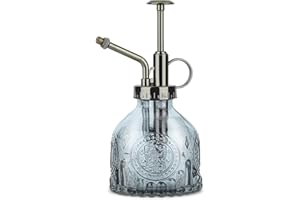 KoGiio Verre Plantes Vaporisateur D'arrosage, 200ml Rétro avec Pompe Arrosoir, Une Main Darrosage Pulvérisateur Brumisateur pour Jardinage Plantes, Jardin, Nettoyage, L'alcool-Gris-Buse Bronze