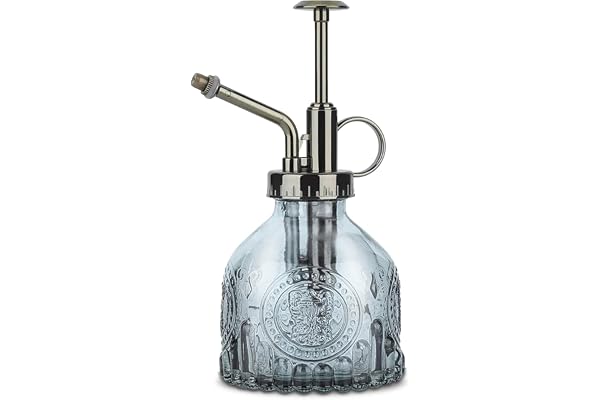 KoGiio Verre Plantes Vaporisateur D'arrosage, 200ml Rétro avec Pompe Arrosoir, Une Main Darrosage Pulvérisateur Brumisateur pour Jardinage Plantes, Jardin, Nettoyage, L'alcool-Gris-Buse Bronze