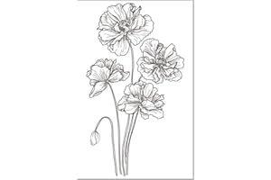 arriettycraft Flowers Poppy Budding Poppies Stamp Rubber Clear Stamp/Seal Scrapbook/Photo Album Decorative Card Making Clear Stamps