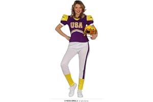 Fiestas GUiRCA American Football Kostüm Damen - Größe L 42–44 - Rugby Kostüm Frauen inkl. Schulterpolster Football Oberteil u. Hose - Quarterback Kostüm Footballspieler Karneval, Fasching, Fastnacht