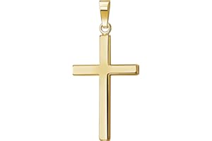 JEVELION Kreuz-Anhänger in Hochglanz poliertes Goldkreuz für Damen und Herren als Kettenanhänger + Schmuck-Etui und Zertifikat
