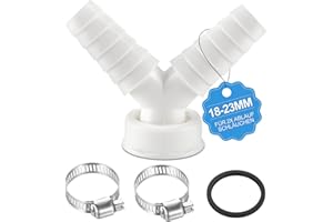 BHHTBB Geschirrspüler waschmaschine abfluss adapter Doppelanschluss Y 1 zoll, Waschmaschinenanschluss Adapter für Rohr Ø40 mm, Eingang Ø19-23 mm mit Schlauchschelle für Geschirrspüler Trockner (1 zoll)
