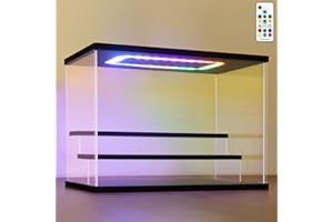 Nonemey Vetrina in Acrilico Trasparente con Luce Led Colorata,3/4/5/6 Tier Teca Espositiva,Organizzatrice Antipolvere Vetrina Espositiva per Collezionismo(Nero, 3Tier-31.5*18*23 cm)