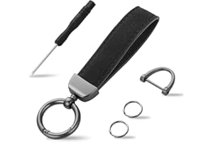 Brelok samochodowy z prawdziwej skóry AOZUO, Uniwersalny brelok skórzany typu O i D, Brelok do kluczyków samochodowych dla kobiet, mężczyzn (z 2 brelokami i 1 śrubokrętem)