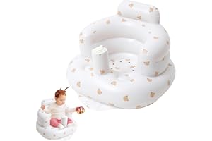 LEKEFETO Aufblasbarer Babysitz für Babys ab 3 Monaten, Säugling Rückenstütze Sofa mit Eingebaute Luftpumpe, Tragbarer Aufblasbarer Babystuhl, Bodensitz für Kleinkinder, zum Sitzen lernen