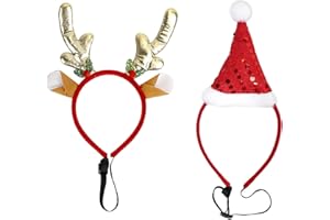 AOVNA 2pcs Christmas Party Hat Dog Christmas Headband Christmas Pet Hair Hoops Christmas Hat Elk Hairbands for Pet Elastic Cute Christmas Headwear