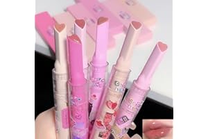 Petansy 6 Farben Gelee-Lippenstift Herzform Lippenstift-Set Aufpolsterndes Serum Lippenbalsam Ultra Hydrating Smooth Lipgloss für Frauen Make-up (A)